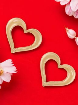 OOMPH - Gold Tone Large Heart Stud Earrings