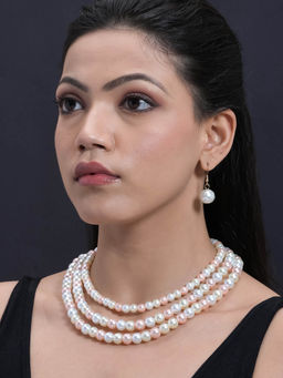 Designbox - Multi-Color Timeless 3 Layer Pearl Necklace Set