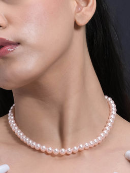 Designbox - Pink Single Line Pearl Necklace