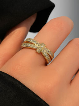 Inaya Accessories - 18Kt Gold Plated Infinity Zircon Studded Diamond Ring