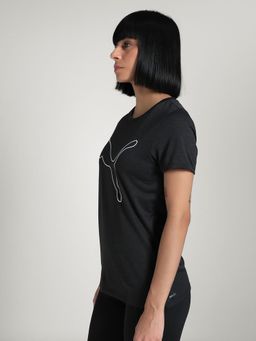 Puma - Train All Day Heather Logo Women Black Training T-Shirt