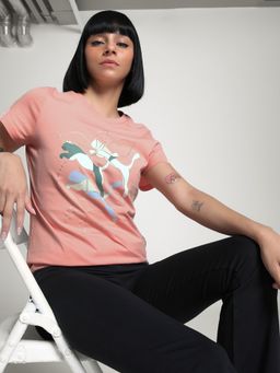 Puma - Graphics Branded Leaf Women Pink T-Shirt