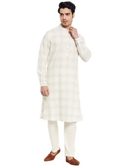 Fabindia - Cotton Dobby Slim Fit Long Kurta with Cuff
