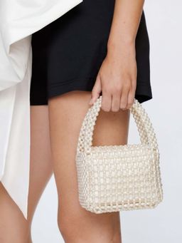 Accessorize London - Women's White Pearl Bridal Handbag