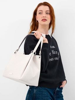 Accessorize London - Women's White Woven Handbag