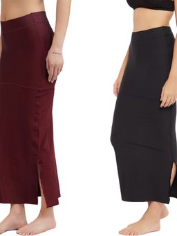 Secrets By ZeroKaata - Women Assorted Solid Mermaid Fit Saree Petticoat -Multicolor (Pack of 2)