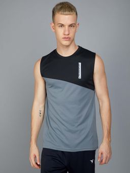 Technosport - Men Colorblock Slim Fit Round Neck Sports Innerwear Vest with Technocool+
