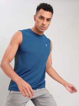 Technosport - Men Colorblock Slim Fit Round Neck Sports Innerwear Vest with Technocool+