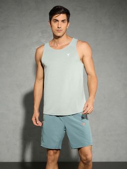 Technosport - Men Melange Slim Fit Scoop Neck Sports Innerwear Green Vest with TECHNOCOOL+