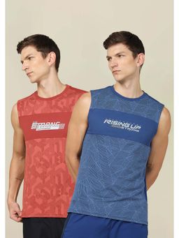 Technosport - Men Printed Slim Fit Round Neck Sports Innerwear Vest with TECHNO COOL+ Pack of 2