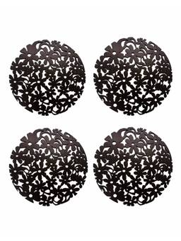 Premsons - Round Shaped Cutwork Design Wooden Trivet - Pack of 4