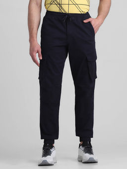 Jack & Jones - Navy Blue Regular Fit Stretch Cargo Pants