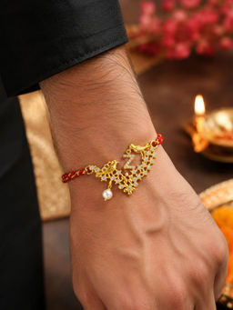 Digital Dress Room - Z Letter Bird Pearl and Stone Design Rakhi