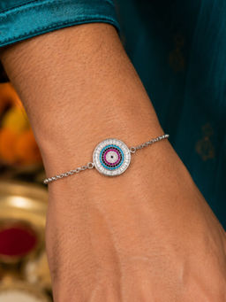 Digital Dress Room - Multi-Color Round Ad Evil Eye Bracelet Rakhi