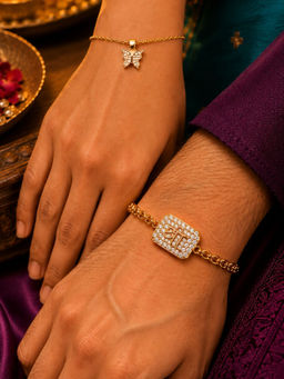 Digital Dress Room - Bhaiya Bhabhi Butterfly Shree Ad Bracelet Rakhis (Pack Of 2)