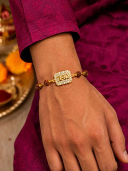 Digital Dress Room - Bro Charm Ad Stone Rudraksha Bracelet Rakhi