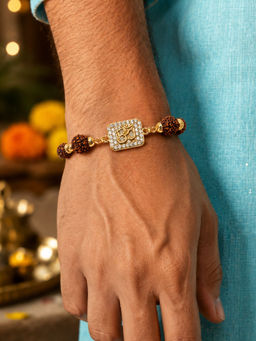 Digital Dress Room - Om Charm Ad Stone Rudraksha Bracelet Rakhi