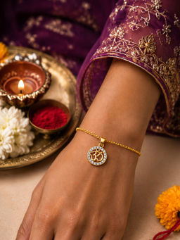 Digital Dress Room - Om Charm Stone Studded Bracelet Rakhi