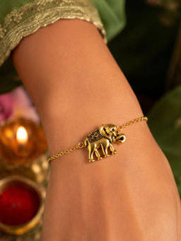 Digital Dress Room - Gold Elephant Charm Bracelet Style Lumba