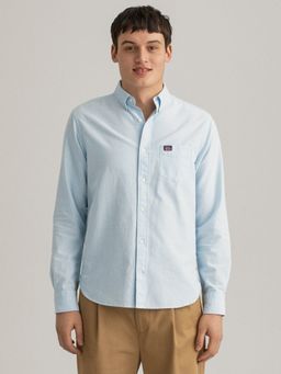 GANT - Men Blue Solid Regular Fit Shirt