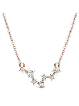 Candere by Kalyan Jewellers - 18Kt Rose Gold and Diamond Pisces Zodiac Necklace