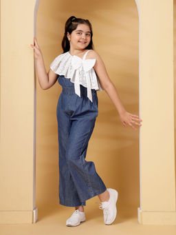 Budding Bees - Girls Denim Dream Schiffli Jumpsuit