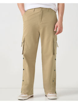 Bewakoof - Men's Beige Straight Fit Cargo Pants