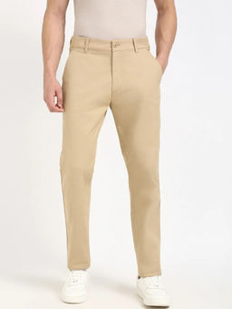 Calvin Klein - Beige Tapered Fit Solid Mid Rise Trouser