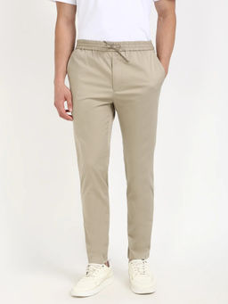 Calvin Klein - Beige Regular Fit Solid Mid Rise Trouser