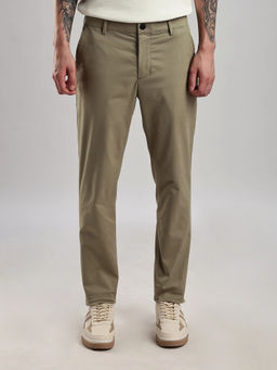 Calvin Klein - Khaki Tapered Fit Solid Mid Rise Chinos