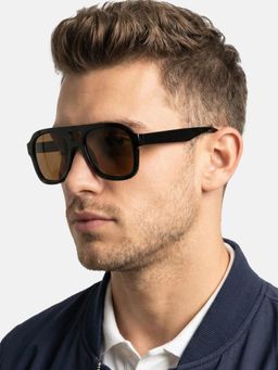 Carlton London - Men Black Toned Brown UV Protected Lens Vintage Sunglasses