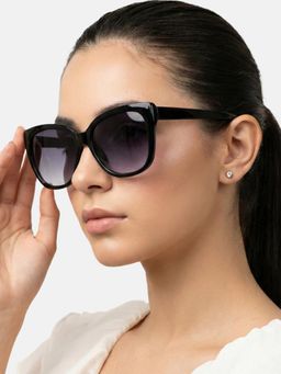 Carlton London - Women Black Toned Blue Uv Protected Lens Rectangle Sunglasses