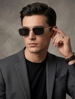 Carlton London - Men Gold and Black Toned Polarised Lens Rectangle Sunglasses