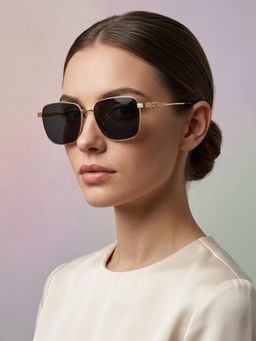 Carlton London - Women Gold and Black Toned Polarised Lens Rectangle Sunglasses