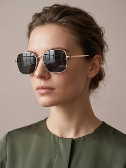 Carlton London - Women Gold and Black Toned Polarised Lens Rectangle Sunglasses
