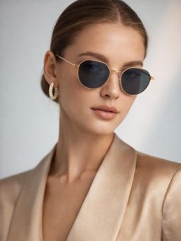 Carlton London - Women Gold and Black Toned Uv Protected Lens Rectangle Sunglasses