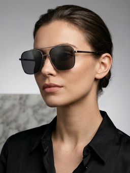 Carlton London - Men Metallic and Black Toned Polarised Lens Rectangle Sunglasses