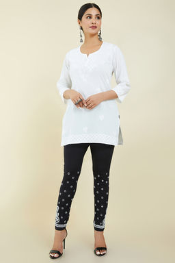 Soch - Black Cotton Blend Embroidered Pant