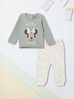 max - Green Printed Regular Cotton T-Shirt and Joggers