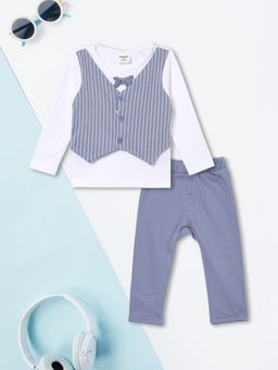 max - Blue Stripes Regular Cotton Co-Ord Set