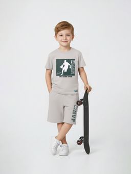 max - Grey Printed Regular Cotton Co-Ord Set