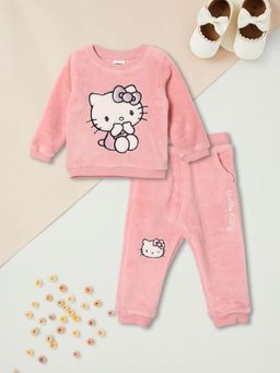 max - Pink Textured Regular Polyester T-Shirt and Joggers