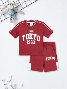 max - Red Printed Regular Cotton Co-Ord Set