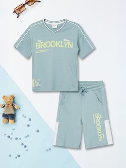 max - Blue Printed Regular Cotton Co-Ord Set