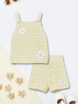 max - Yellow Self Design Regular Cotton Co-Ord Set