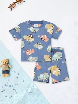 max - Blue Printed Regular Cotton Co-Ord Set
