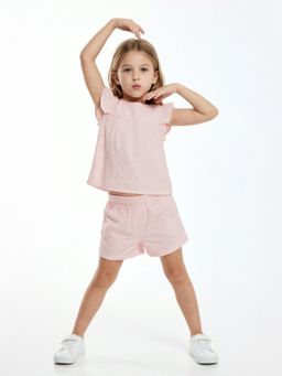 max - Pink Self Design Regular Cotton Co-Ord Set