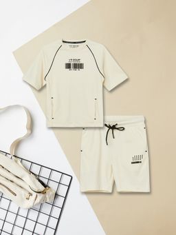 max - Beige Printed Regular Cotton Blend Co-Ord Set