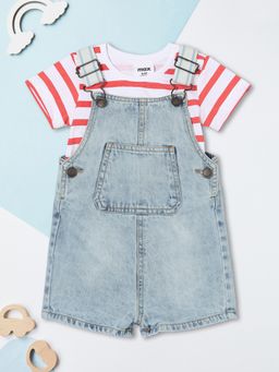max - Blue Stripes Regular Cotton T-shirt and Dungaree