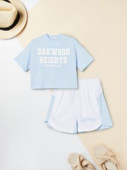 max - Blue Printed Regular Cotton Co-Ord Set